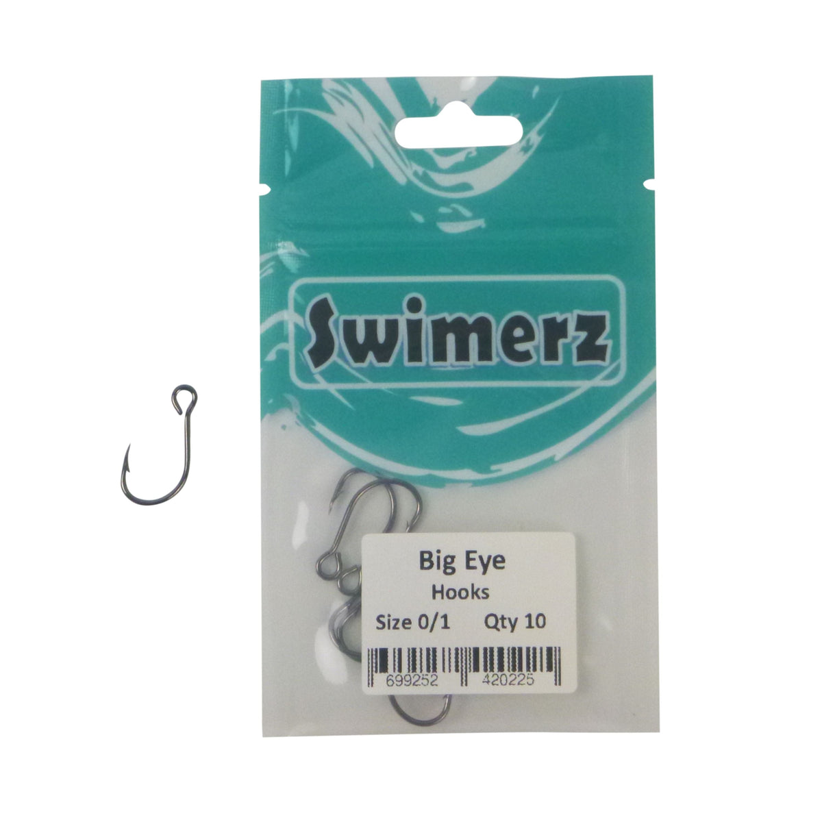 Swimerz Big Eye Inline Lure Hooks, Size 1, 10 Pack-1