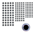 Artizan Molded Lure Eyes, 3.5, 5, 6.5mmD, Silver/Black, Qty 150-0