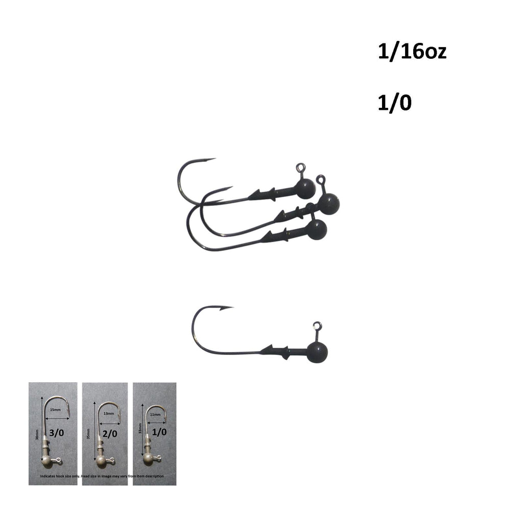 Vike 1/16 oz Round Jig Head with a Size 1/0 Hook Tungsten, 4 pack-1