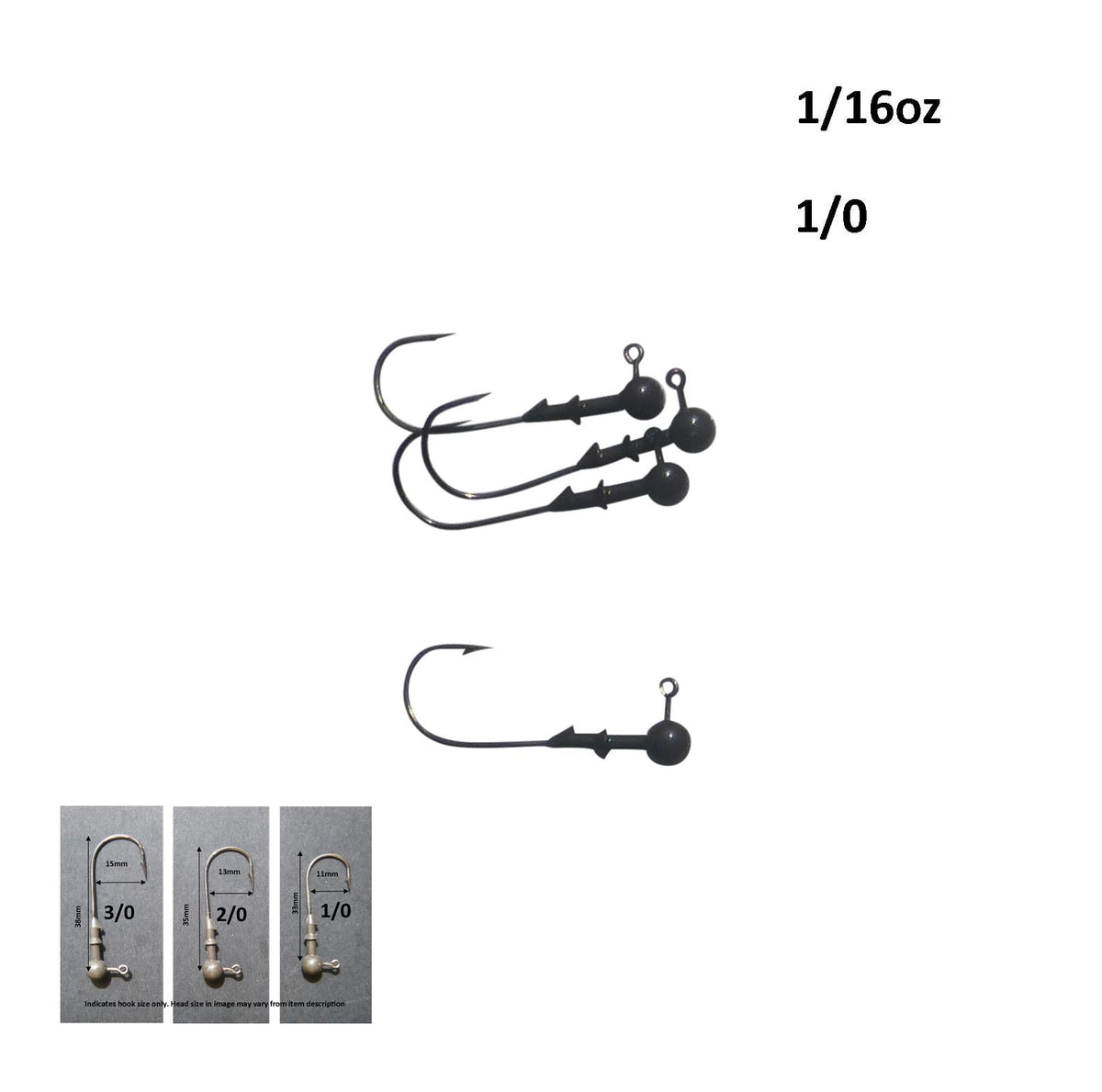 Vike 1/16 oz Round Jig Head with a Size 1/0 Hook Tungsten, 4 pack-1