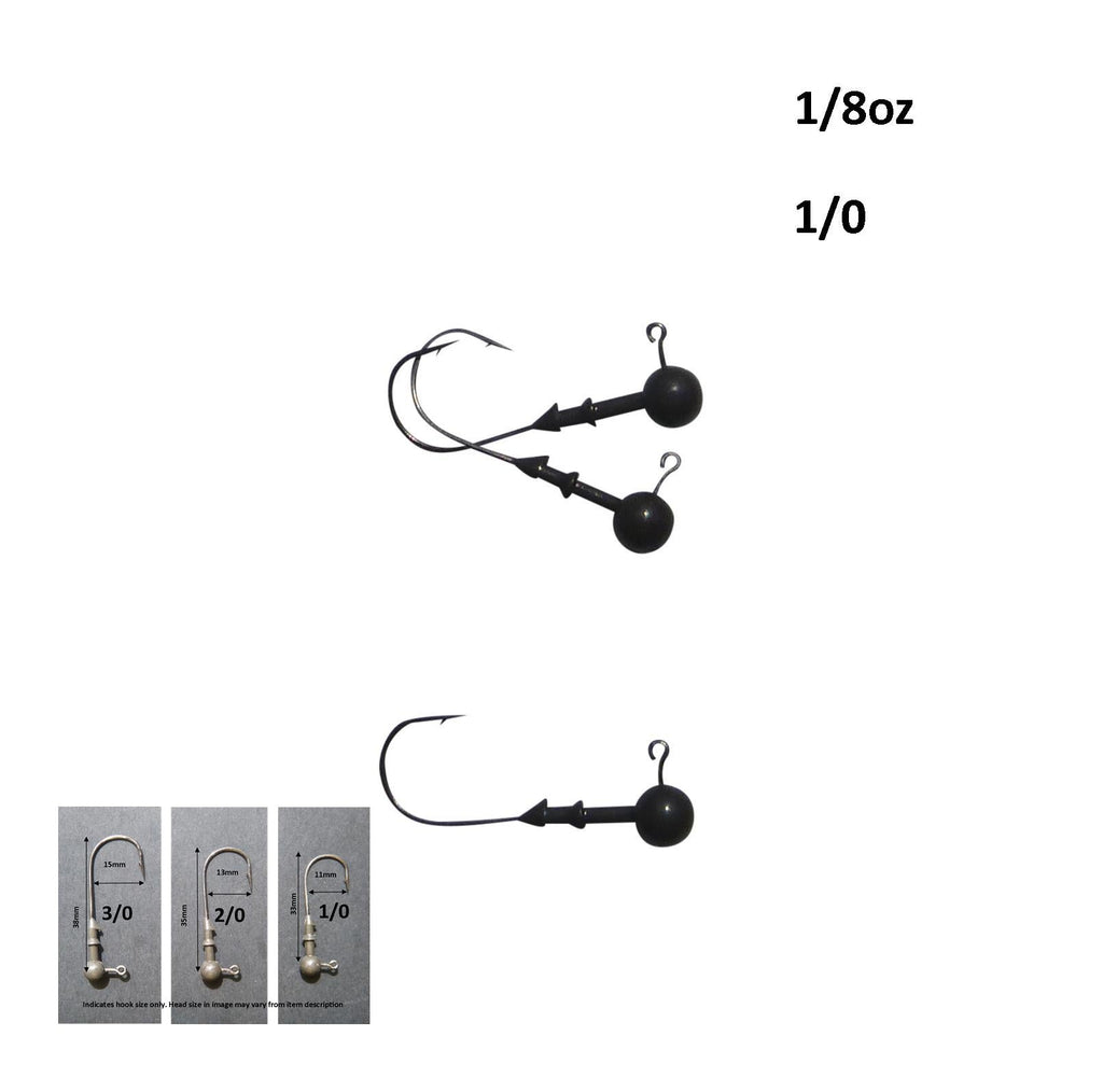 Vike 1/8 oz Round Jig Head with a Size 1/0 Hook Tungsten, 3 pack-1