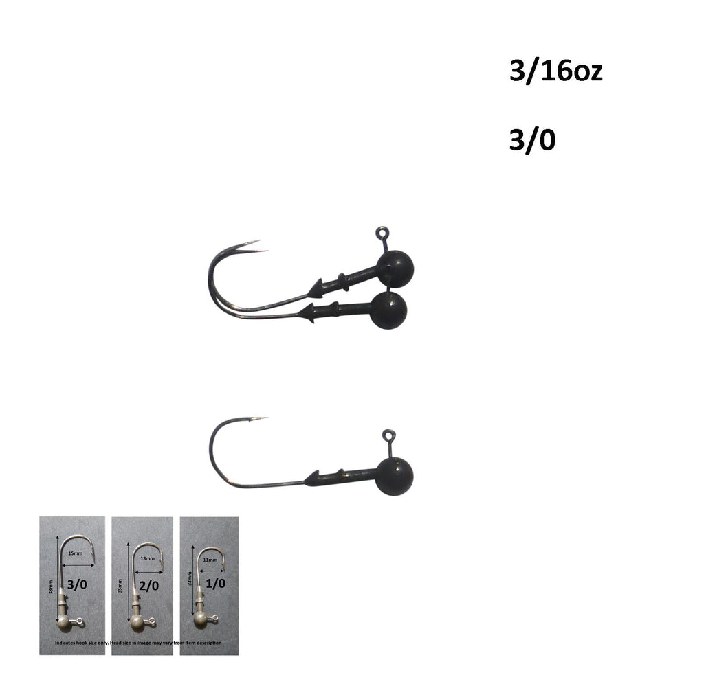 Vike 3/16 oz Round Jig Head with a Size 3/0 Hook Tungsten, 3 pack-1
