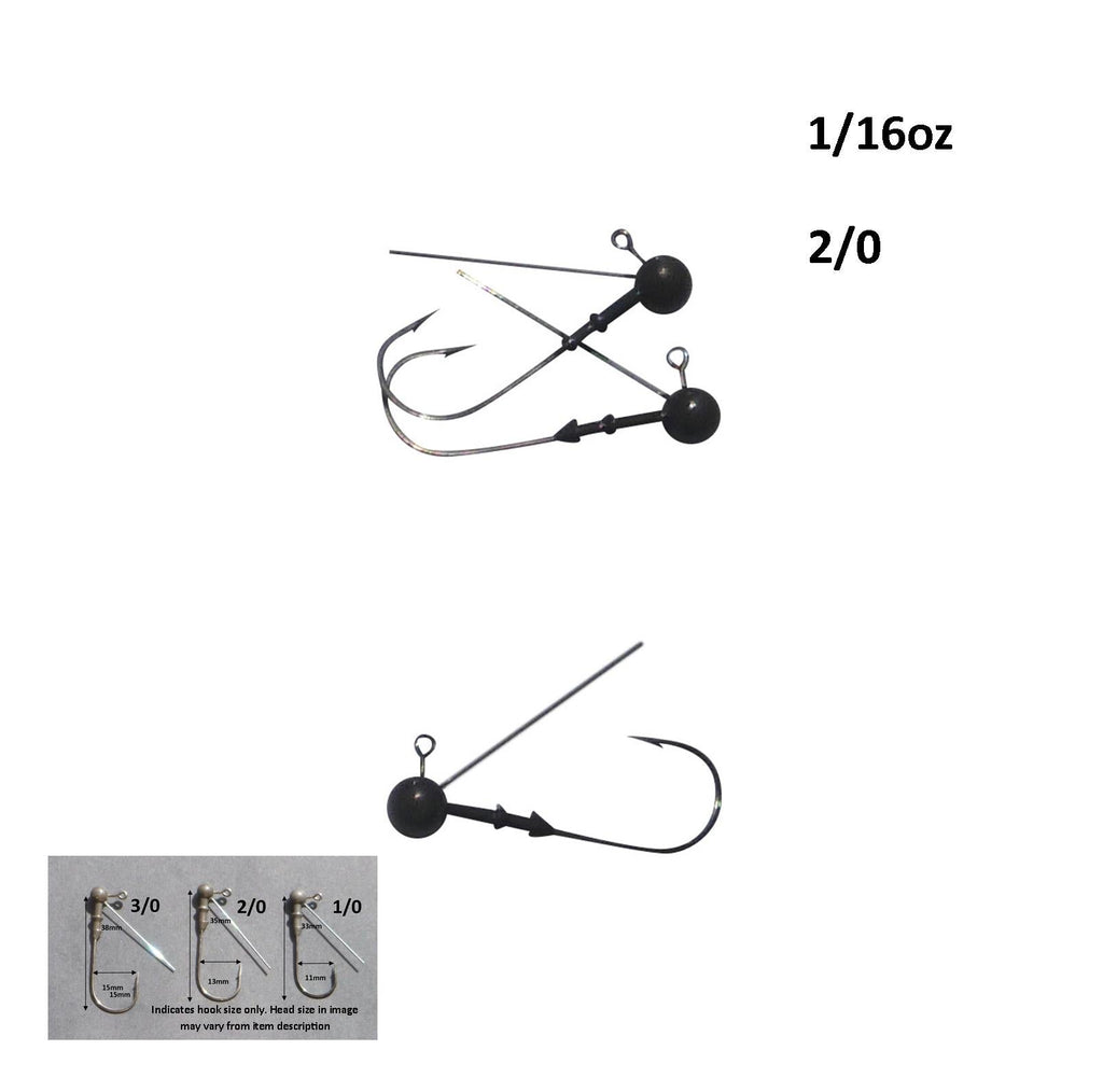 Vike 1/16 oz Weedless Round  Jig Head with a Size 2/0 Hook Tungsten, 4 pack-1