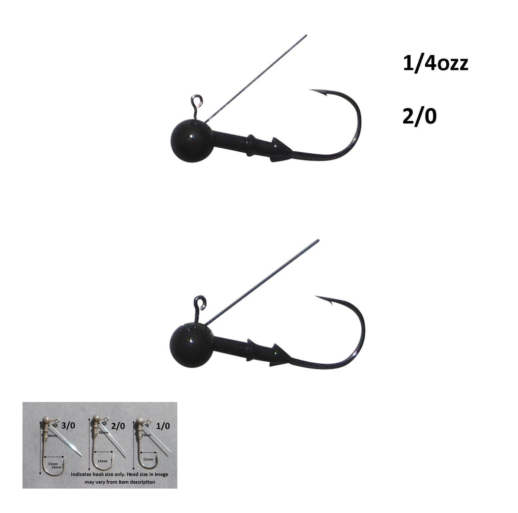 Vike 1/4 oz Weedless Round Jig Head with a Size 2/0 Hook Tungsten, 2 pack-1
