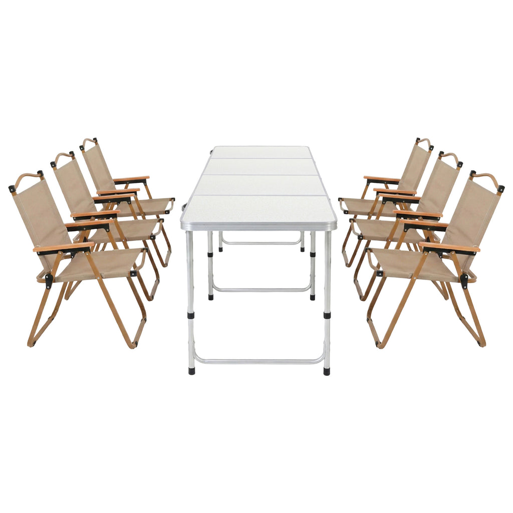 Weisshorn 7pc Camping Table Chair Set Outdoor Folding Aluminium Portable Picnic
