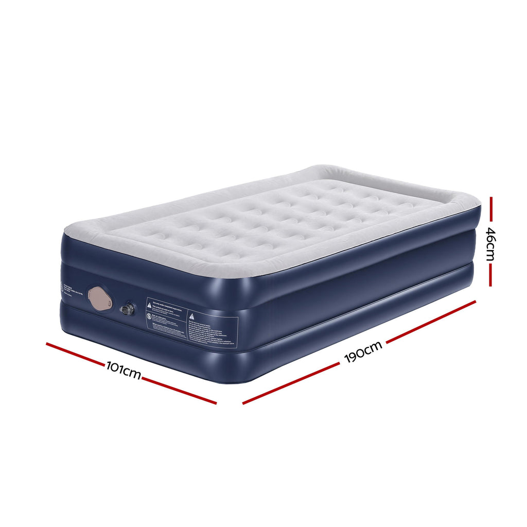 Weisshorn Single Air Mattress with Rechargeable Cordless Pump 46cm