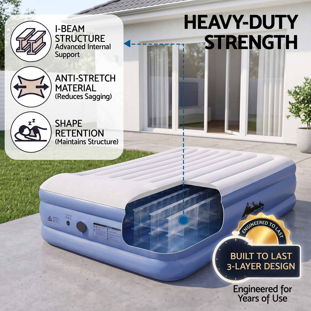 Weisshorn Queen Air Mattress with Rechargeable Cordless Pump 46cm