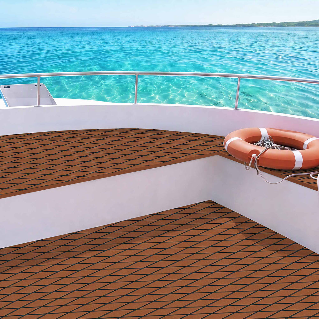 Seamanship EVA Foam Boat Flooring Decking Mat 240x90cm 6mm Diamond Brown
