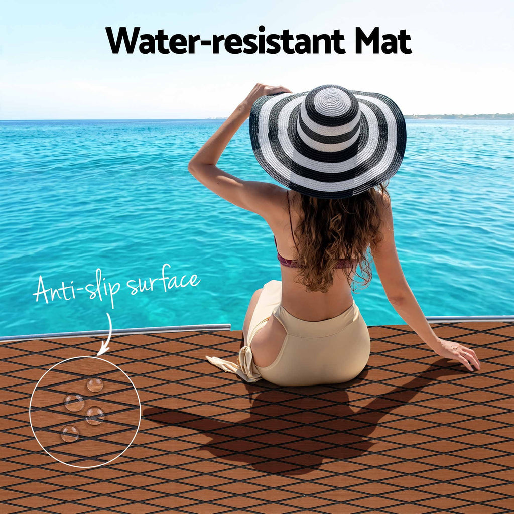 Seamanship EVA Foam Boat Flooring Decking Mat 240x90cm 6mm Diamond Brown