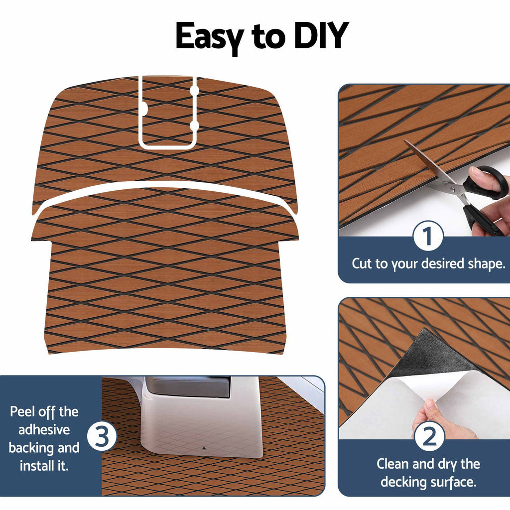 Seamanship EVA Foam Boat Flooring Decking Mat 240x90cm 6mm Diamond Brown