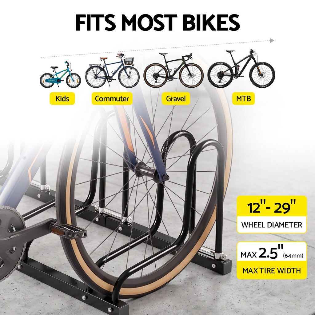 Weisshorn 4 Bike Floor Stand Rack Fits 20"-29" MTB Tires for Garage Storage