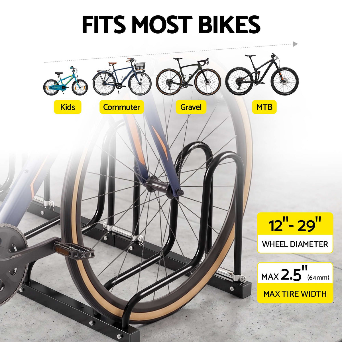 Weisshorn 6 Bike Floor Stand Rack Fits 20"-29" MTB Tires for Garage Storage