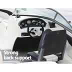 Seamanship 2X Folding Boat Seats Marine Seat Swivel Low Back 10cm Padding Grey