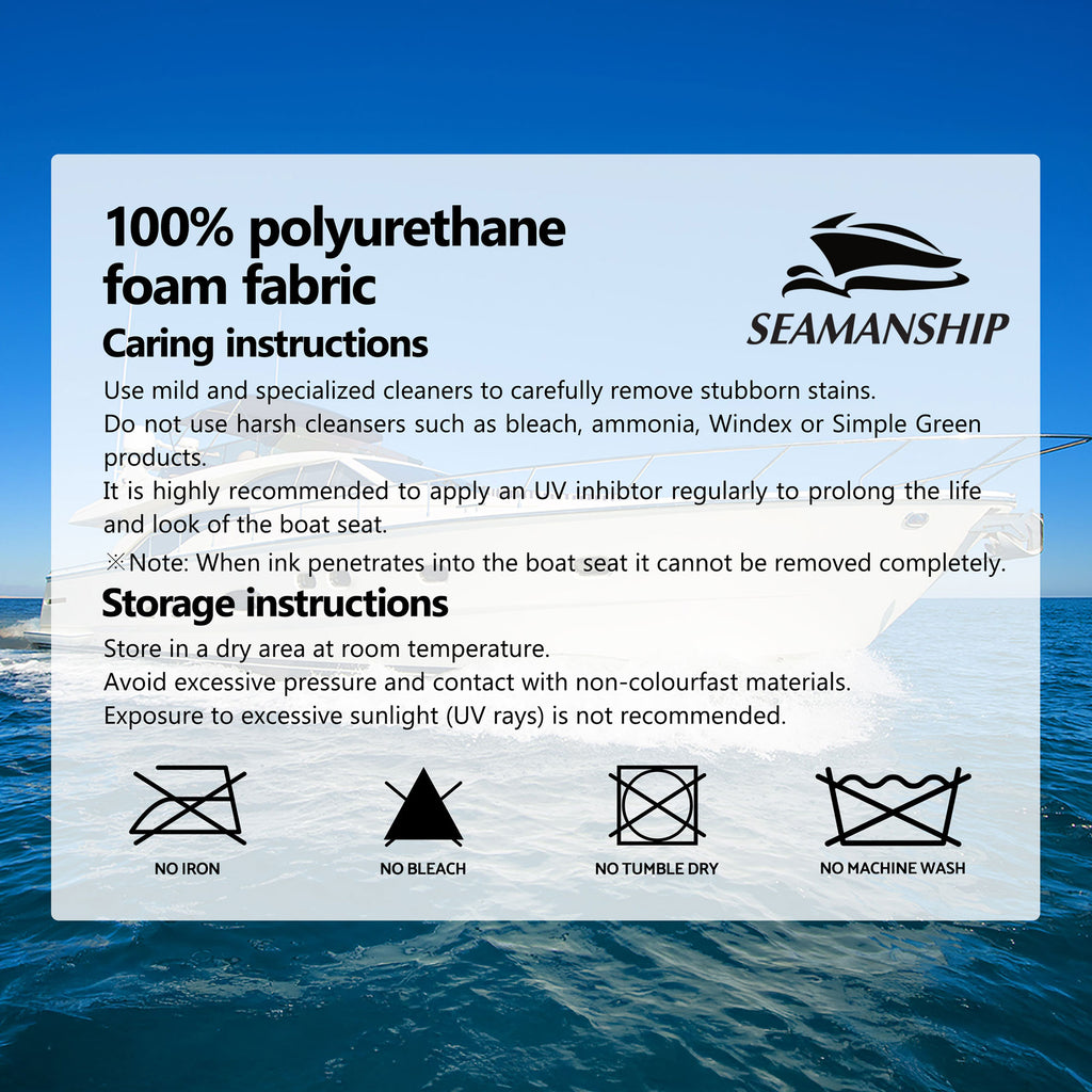 Seamanship 2X Folding Boat Seats with 2X Adjustable Pedestals 34–46cm Marine Seat Swivel High Back 12cm Padding Black