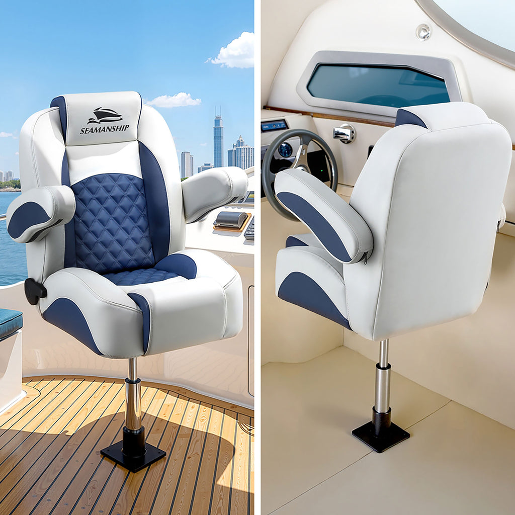 Seamanship Boat Seat Pedestal 34–46cm Adjustable Gas Lift 360 Degrees Swivel 2 Pack
