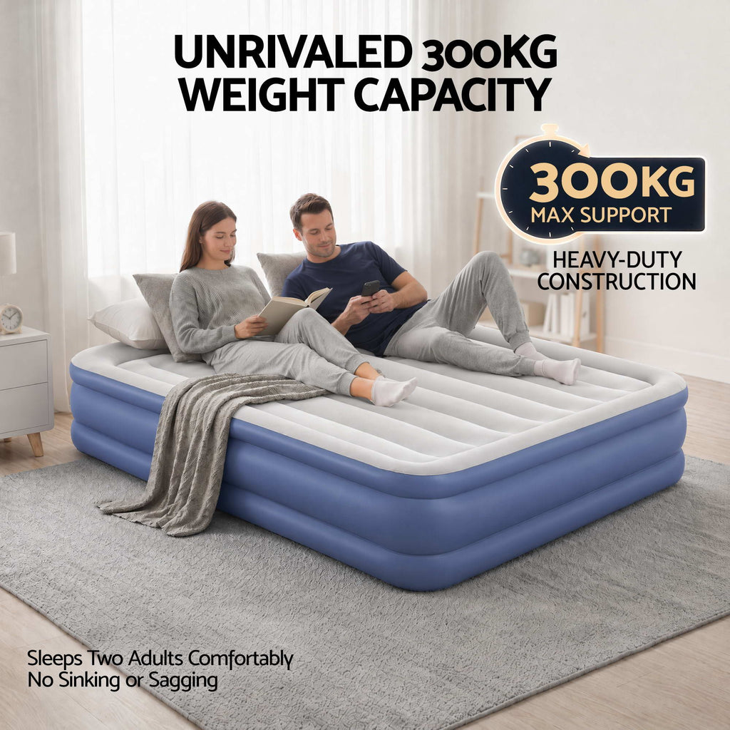 Bestway Queen Air Mattress with Built-in Pump Tritech Inflatable Bed 46cm