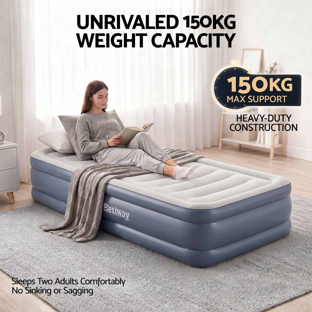Bestway Single Air Mattress with Built-in Pump Tritech Inflatable Bed 51cm