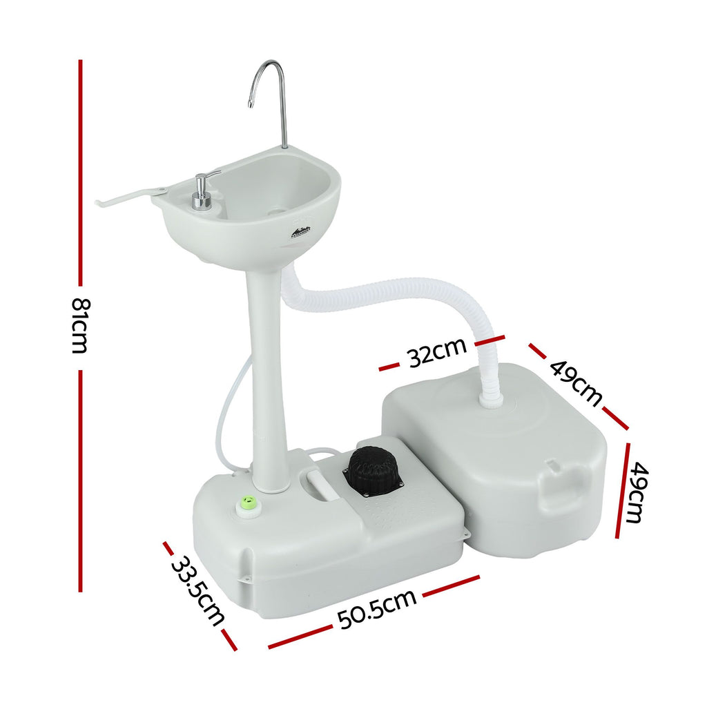 Weisshorn Camping Basin Portable Hand Wash Sink Stand 43L Capacity