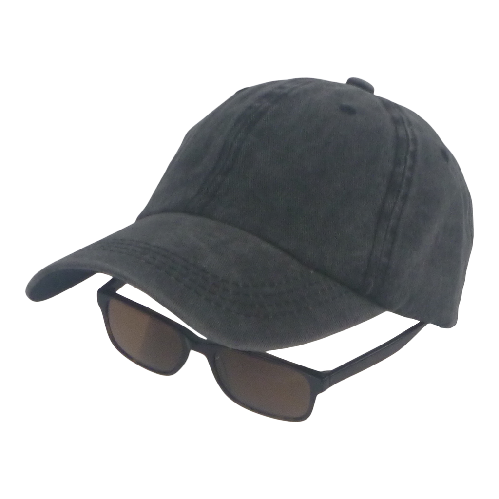 BSTC 6-Panel Baseball Cap, Distressed Cotton, Charcoal-1