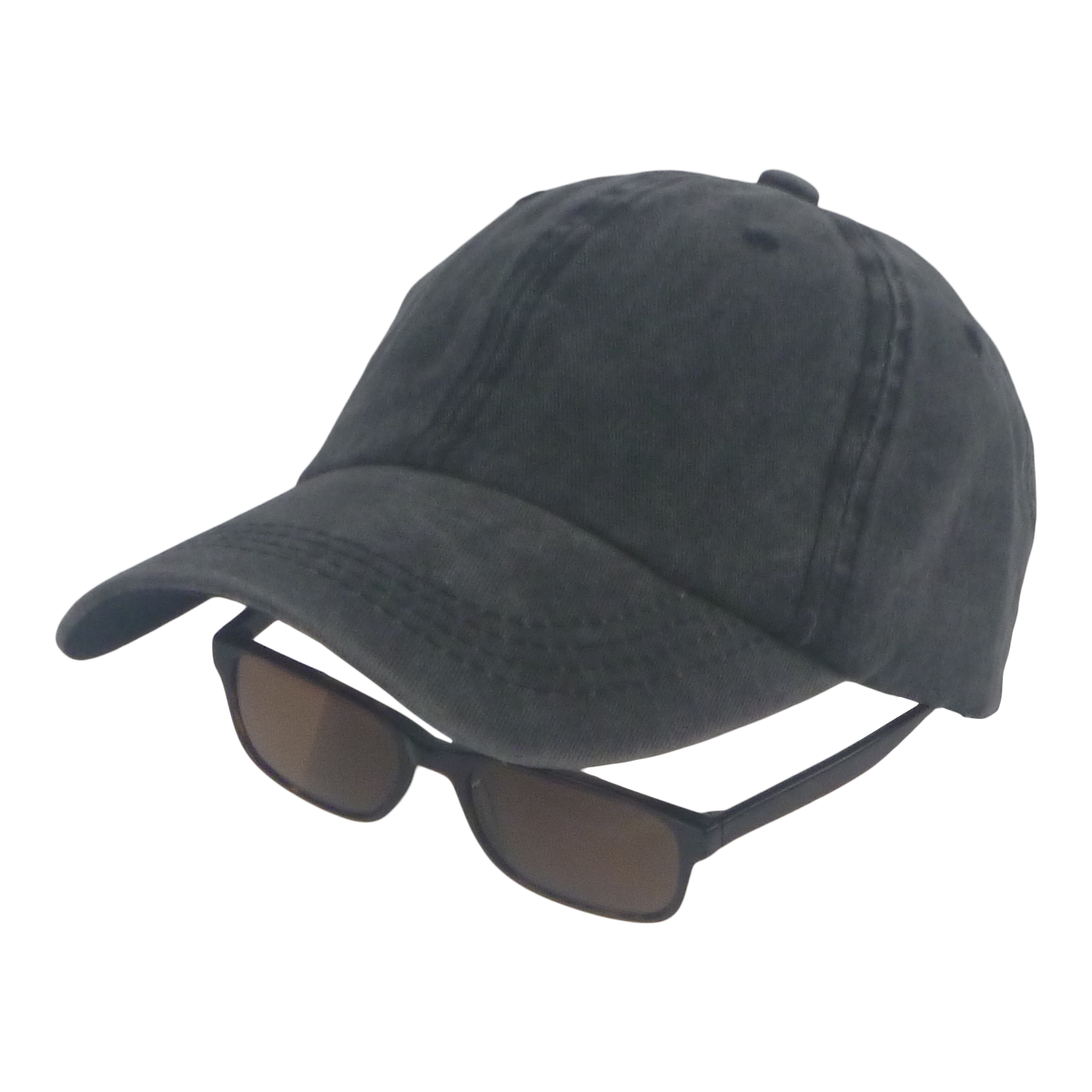 BSTC 6-Panel Baseball Cap, Distressed Cotton, Charcoal-1
