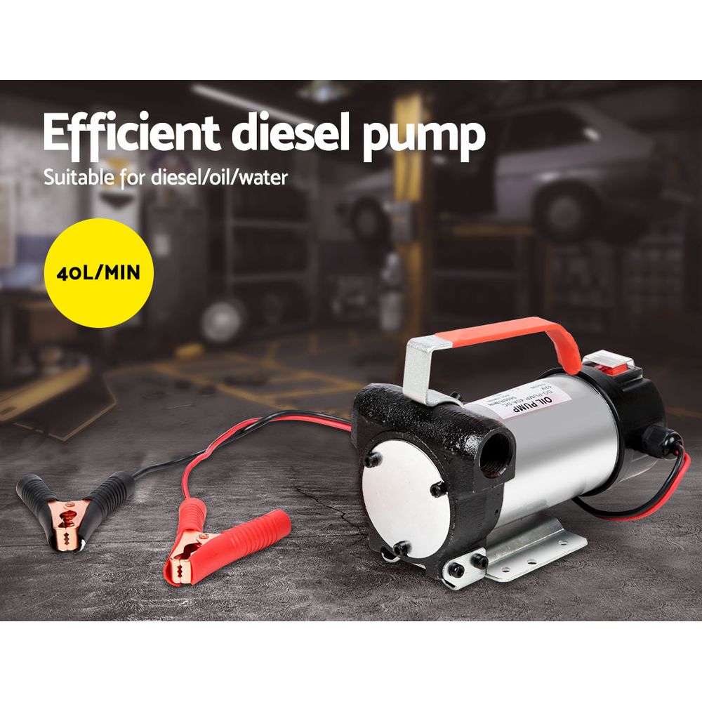 Giantz 12V Diesel Transfer Pump Extractor Oil Fuel Electric Bowser Auto Trigger