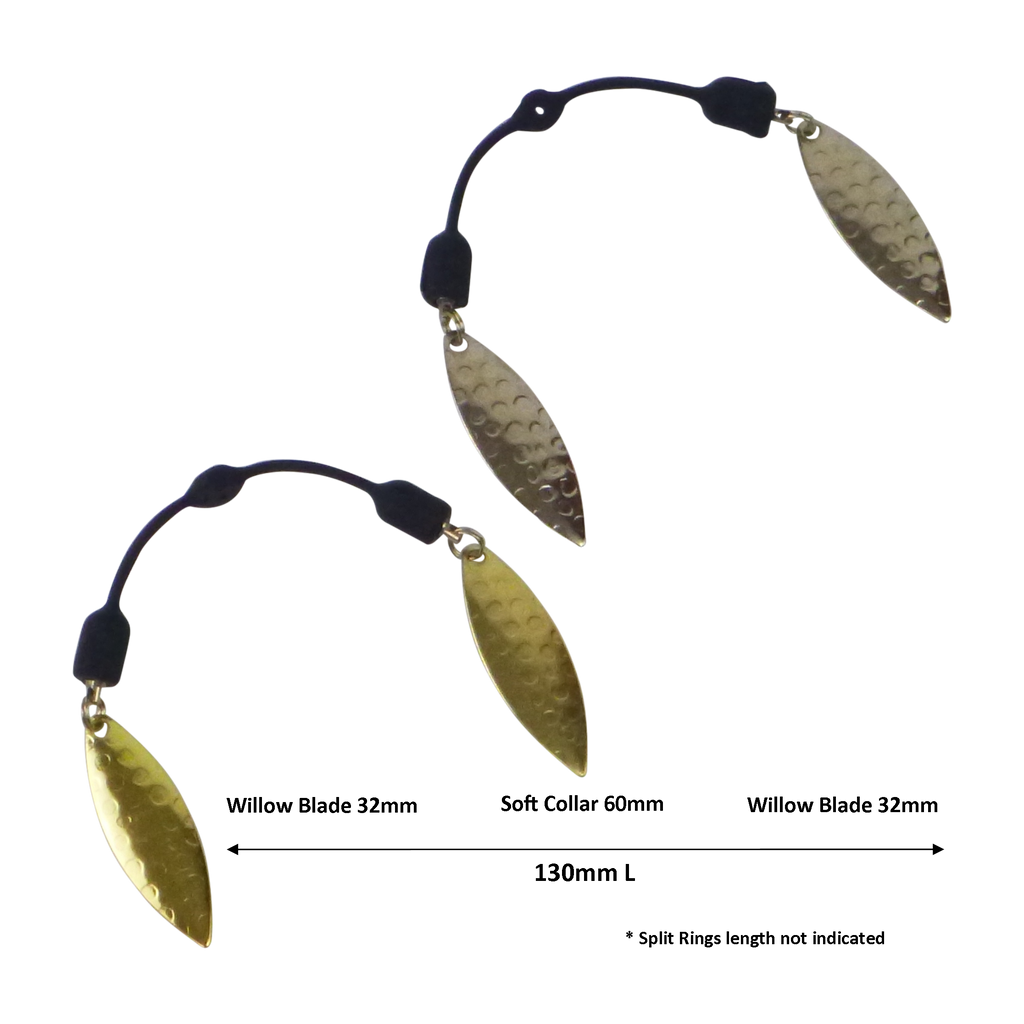 Swimerz Duo Tail Spinner, Hammered Brass, 5 Pack-2