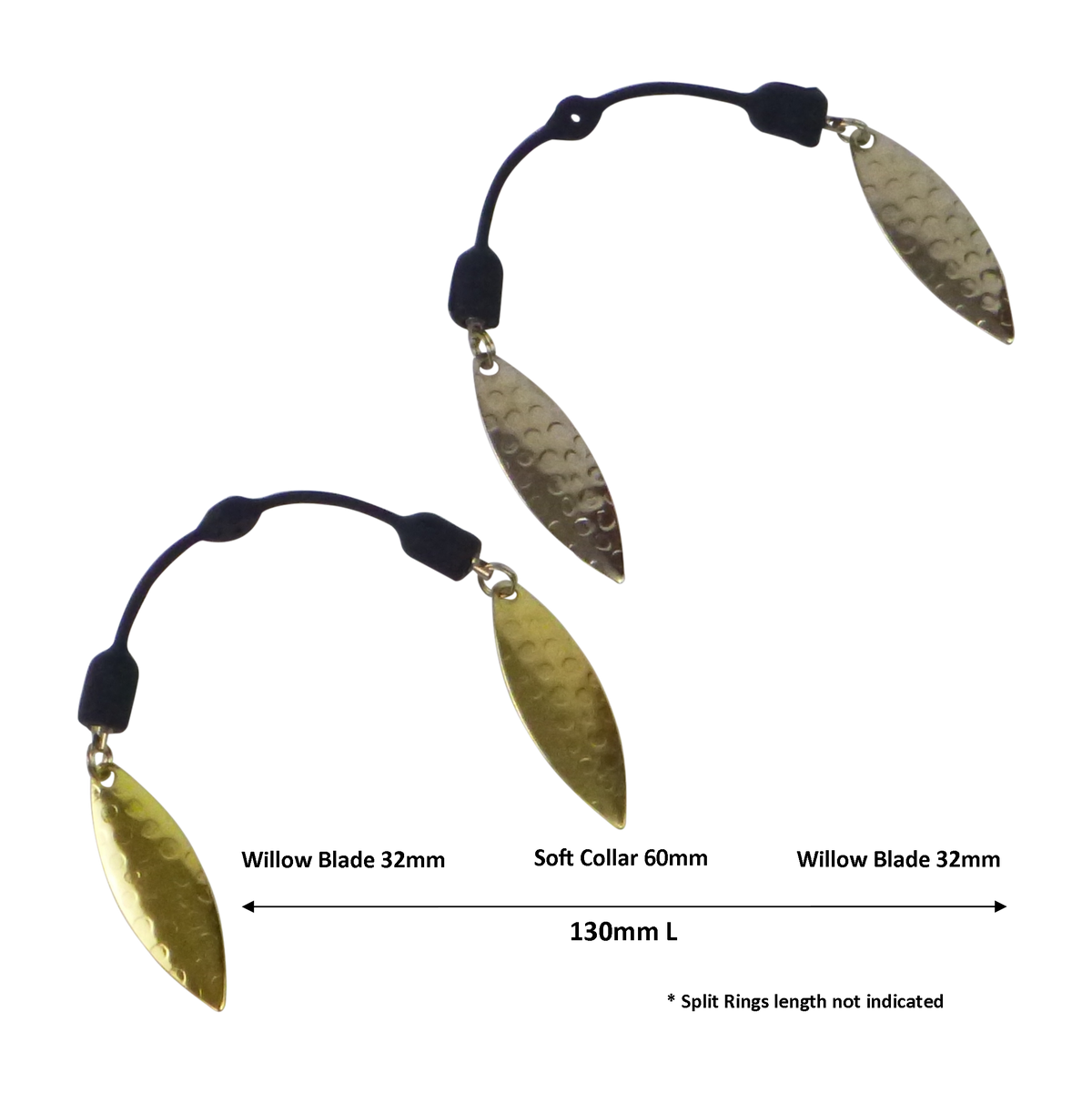 Swimerz Duo Tail Spinner, Hammered Brass, 5 Pack-2