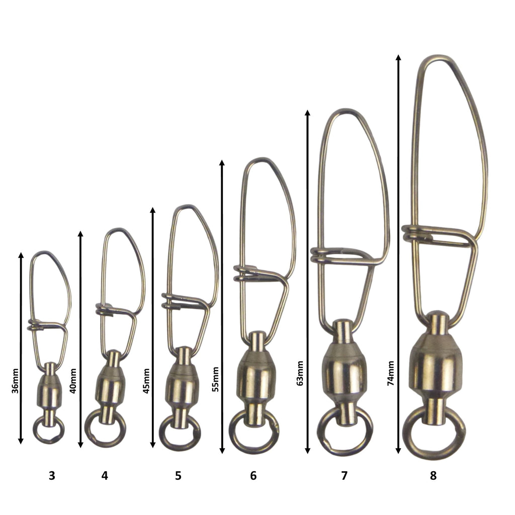 Swimerz HD Ball Bearing Swivels with Crosslock Snap, Size 8, 8 pack-1