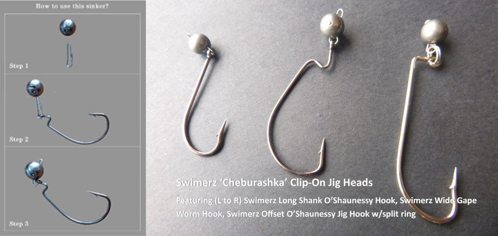 Swimerz 5 Gram Cheburashka Clip-On Jig Head, Tungsten, 8 Pack-1
