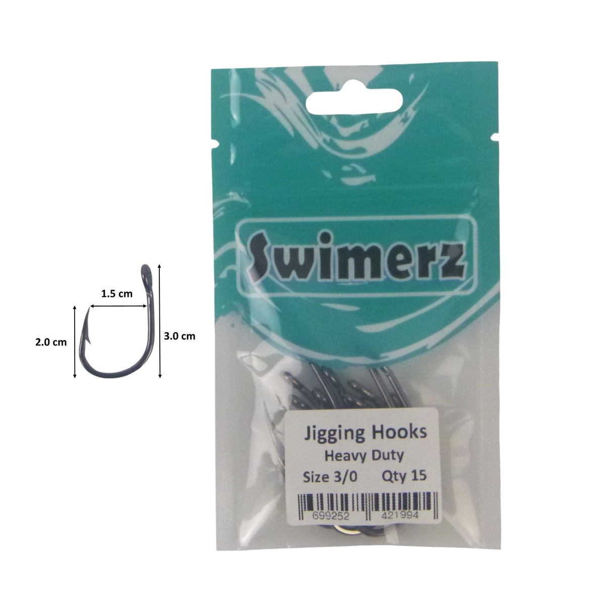 Swimerz 3/0 Heavy Duty Jigging Hooks 15 pack-2