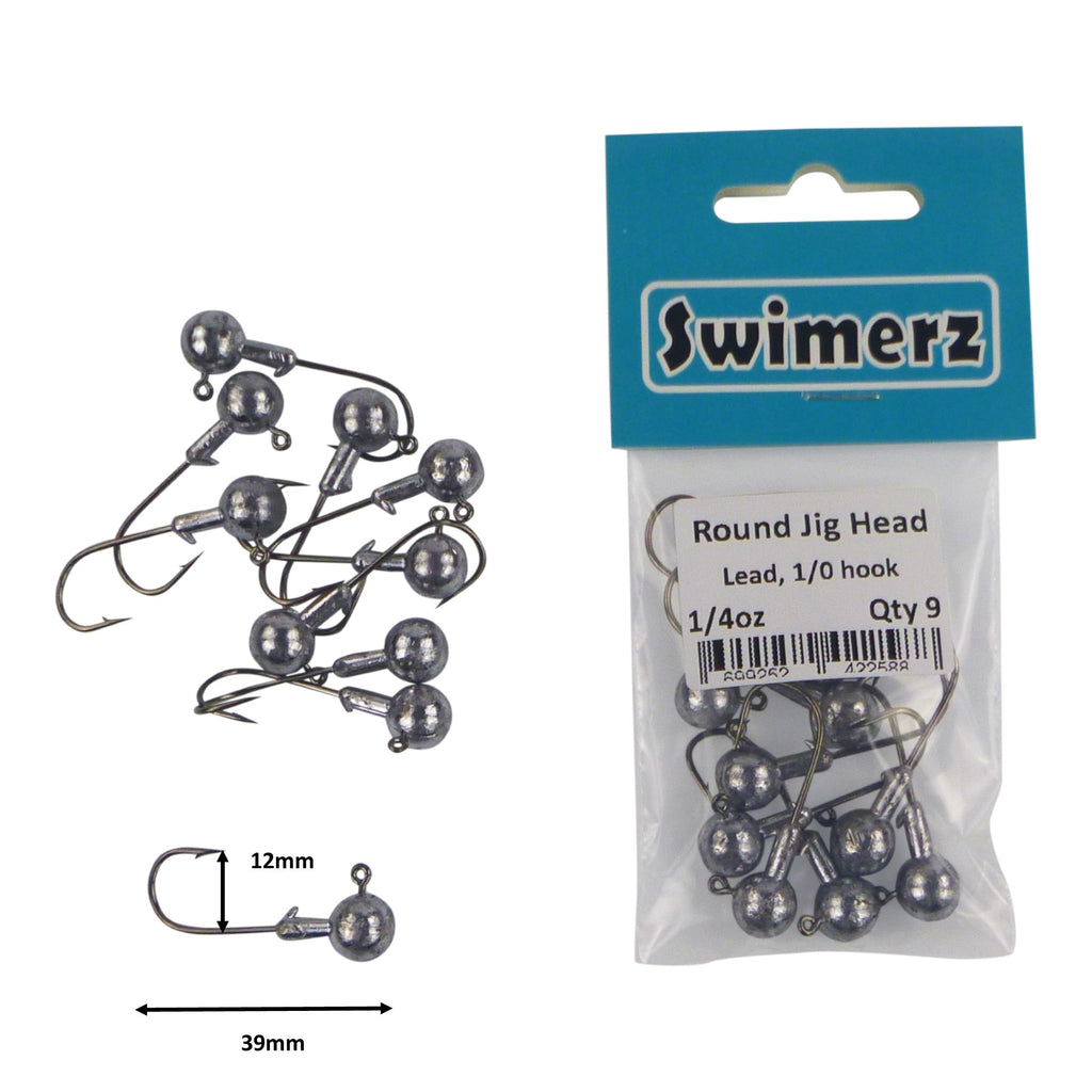 Swimerz Round Jig Head, 1/4 oz #1 Hook, 9 pack-1