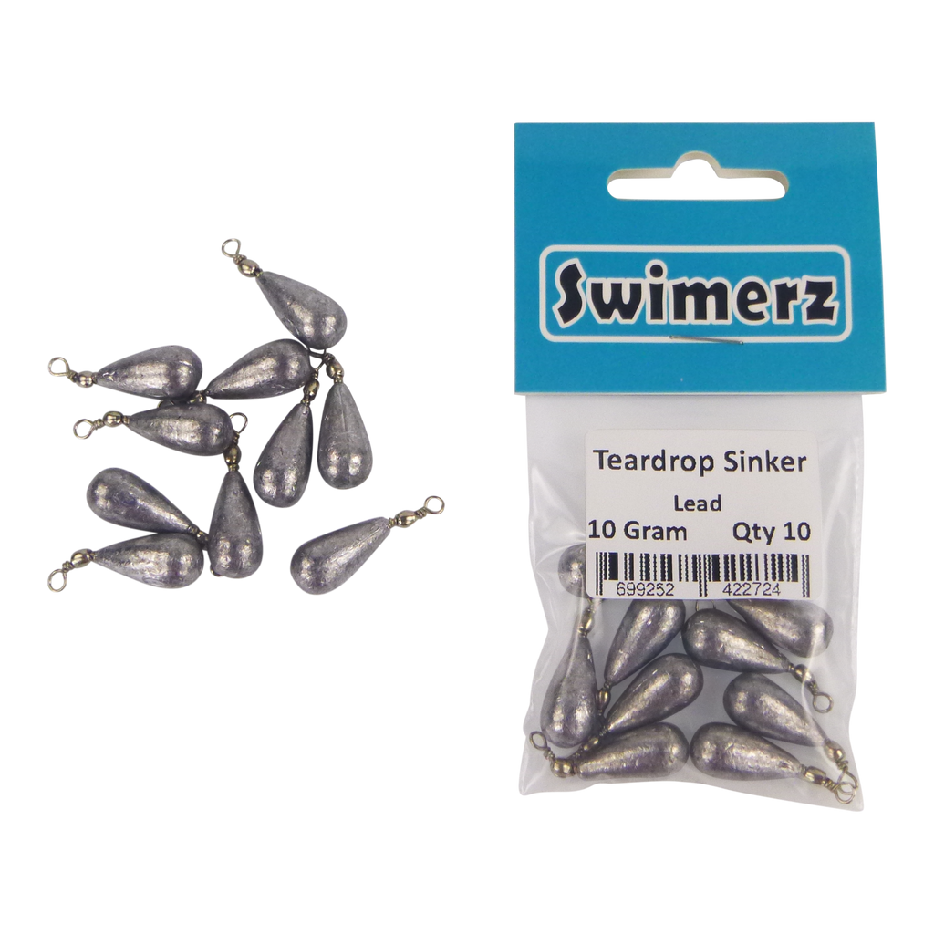Swimerz 10gm Teardrop Sinker, Lead, 10 pack-1