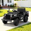Rigo Kids Electric Ride On Car Jeep Military Off Road Toy Cars Remote 12V Black