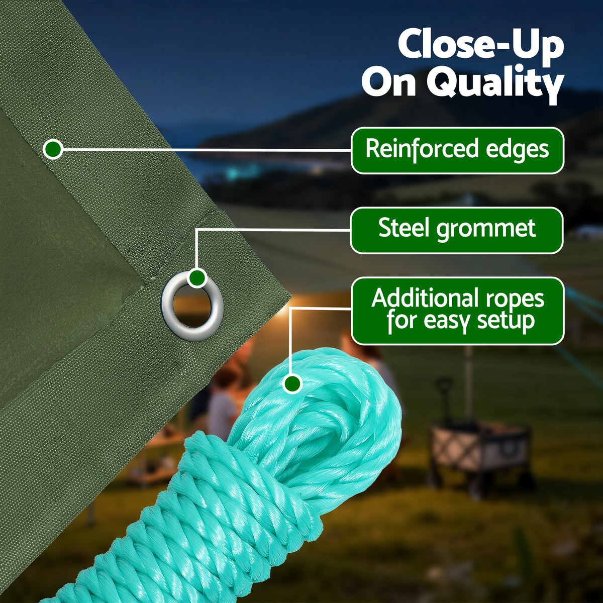 Instahut 4x6m Tarp Tarpaulin 600GSM Camping Canvas Heavy Duty Water Resistant