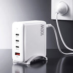 Devanti USB C Charger 100W Fast Charger 4 Port GaN Desktop Station White