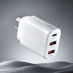 Devanti USB C Charger 30W Fast Charger 3 Port PD Charging Block White