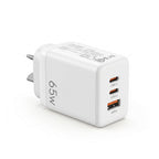 Devanti USB C Charger 65W Fast Charger 3 Port PD Wall Adapter White