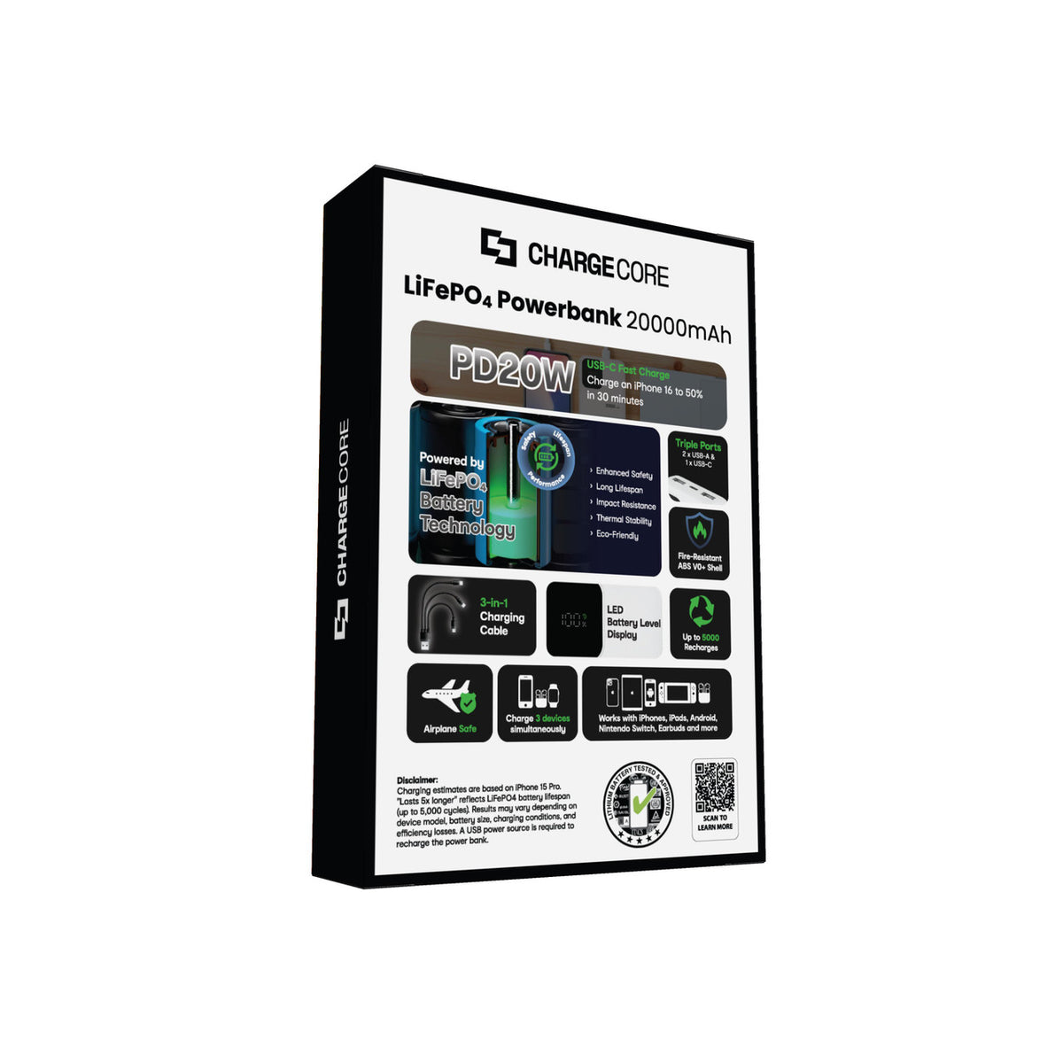 ChargeCore SafeCharge Max 20K - White