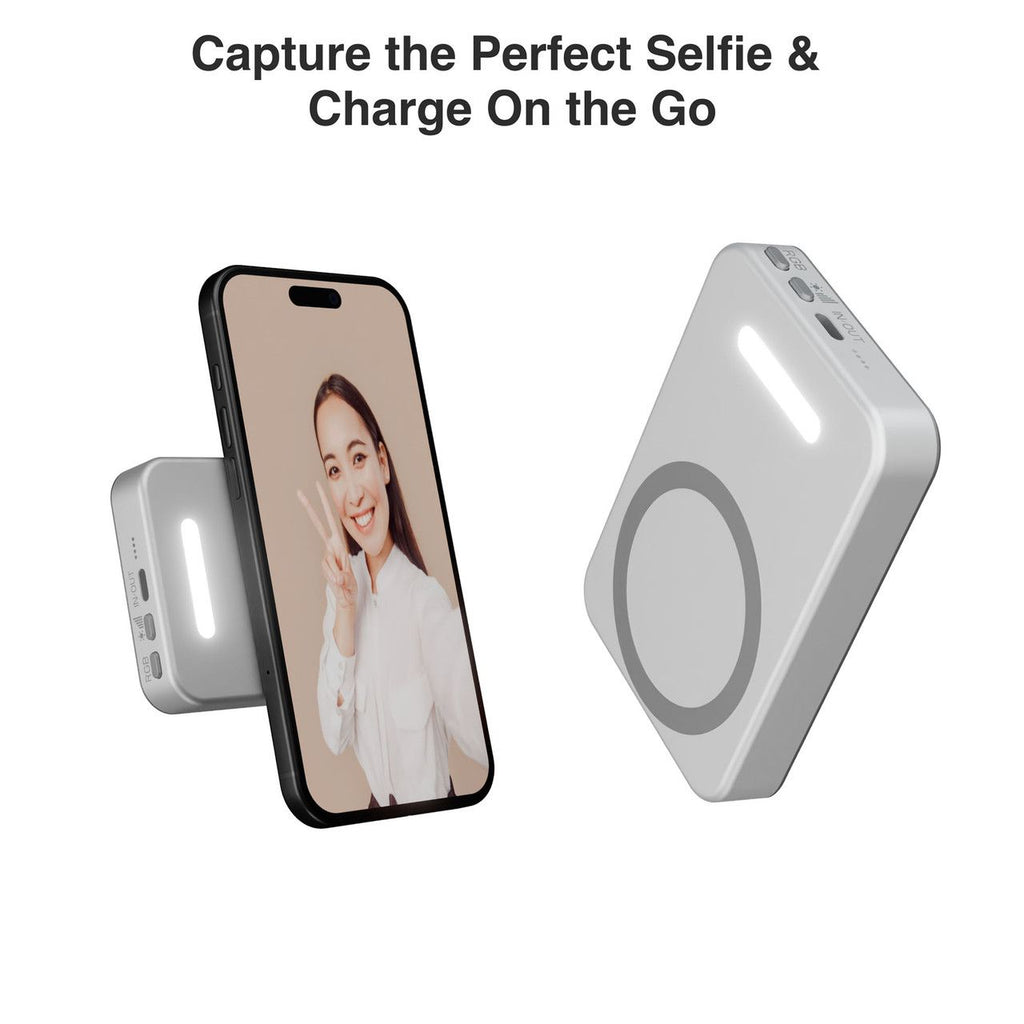 Laser ChargeCore 5000mAh Selfie Powerbank - White