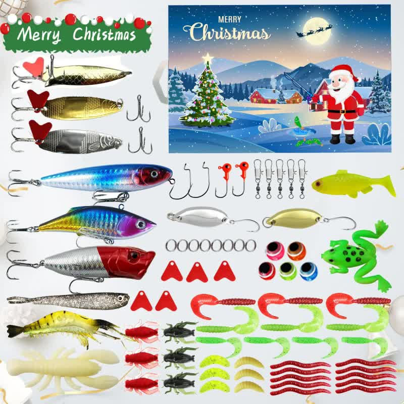 Fishing Lures Tackle Set for Fisher Men, Father, Granpa, Boys - 2026 Christmas Surprise Gift 78pcs