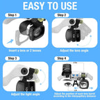 Black binocular magnifying glasses, LED lights, hands-free magnifier, adjustable magnification, high-powered magnifier, Australia