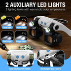 Black binocular magnifying glasses, LED lights, hands-free magnifier, adjustable magnification, high-powered magnifier, Australia