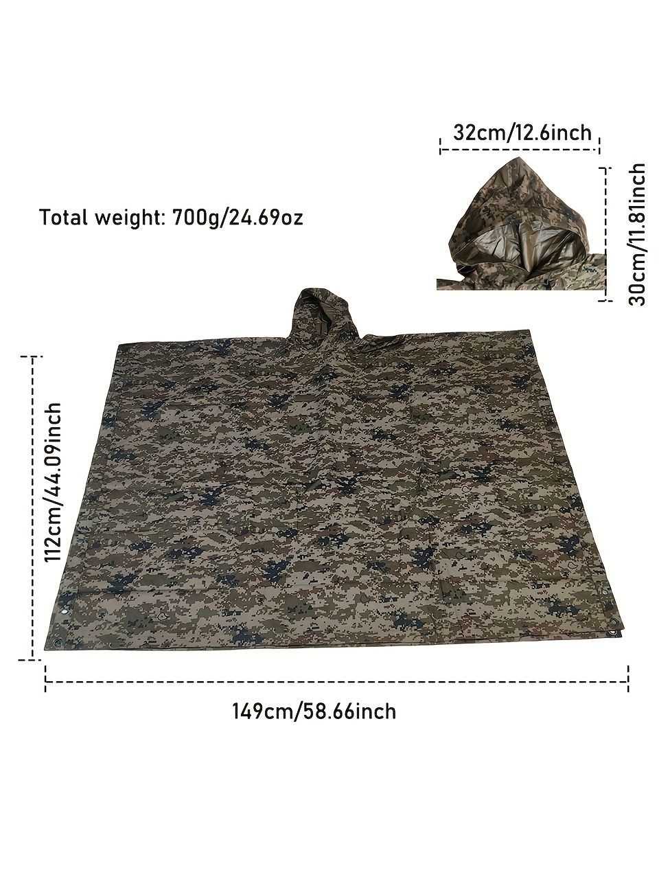 Camouflage 迷彩 Camouflage rain poncho, waterproof poncho Australia, outdoor rain gear, camping poncho, hiking poncho, bushwalking poncho, hunting poncho, emergency poncho