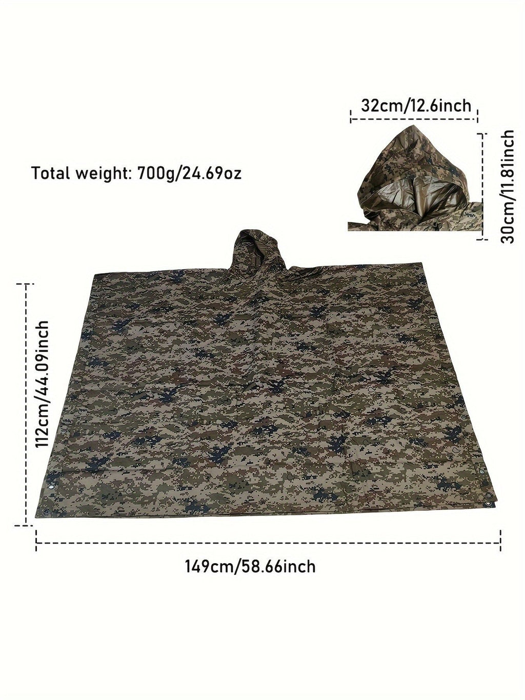 Camouflage 迷彩 Camouflage rain poncho, waterproof poncho Australia, outdoor rain gear, camping poncho, hiking poncho, bushwalking poncho, hunting poncho, emergency poncho