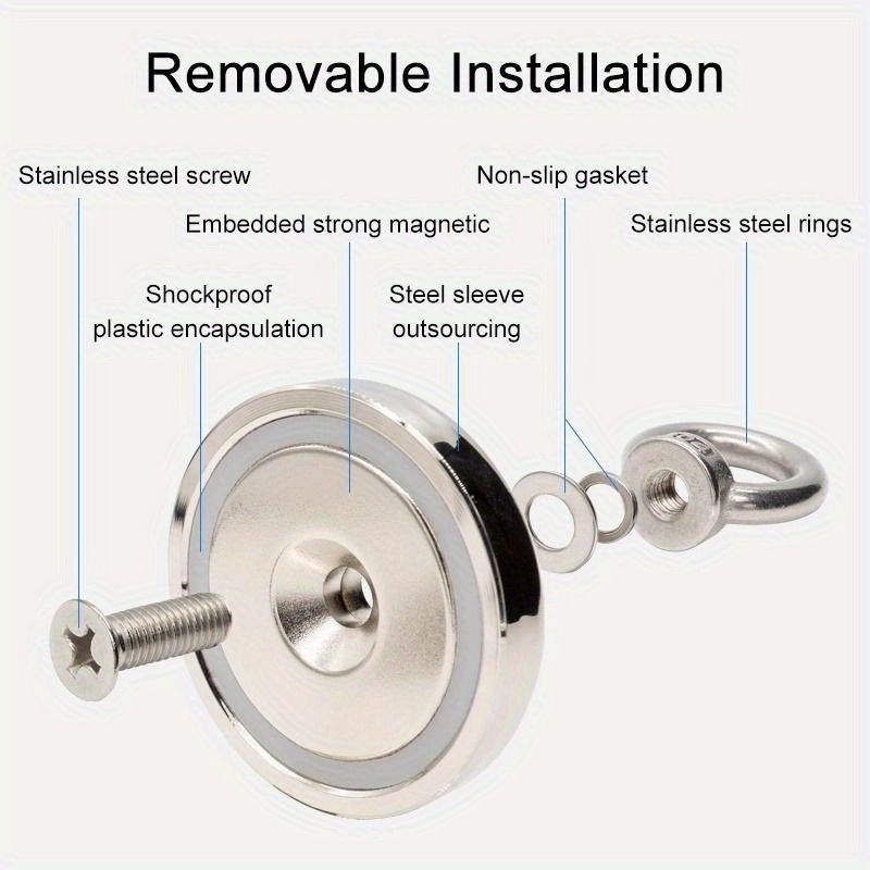 neodymium fishing magnet, N52 magnet, magnet fishing kit, deep sea magnet, river magnet fishing, Sera Phina magnet, strong magnet for fishing, Australian magnet fishing gear - Silver - Size 140kg-308IB