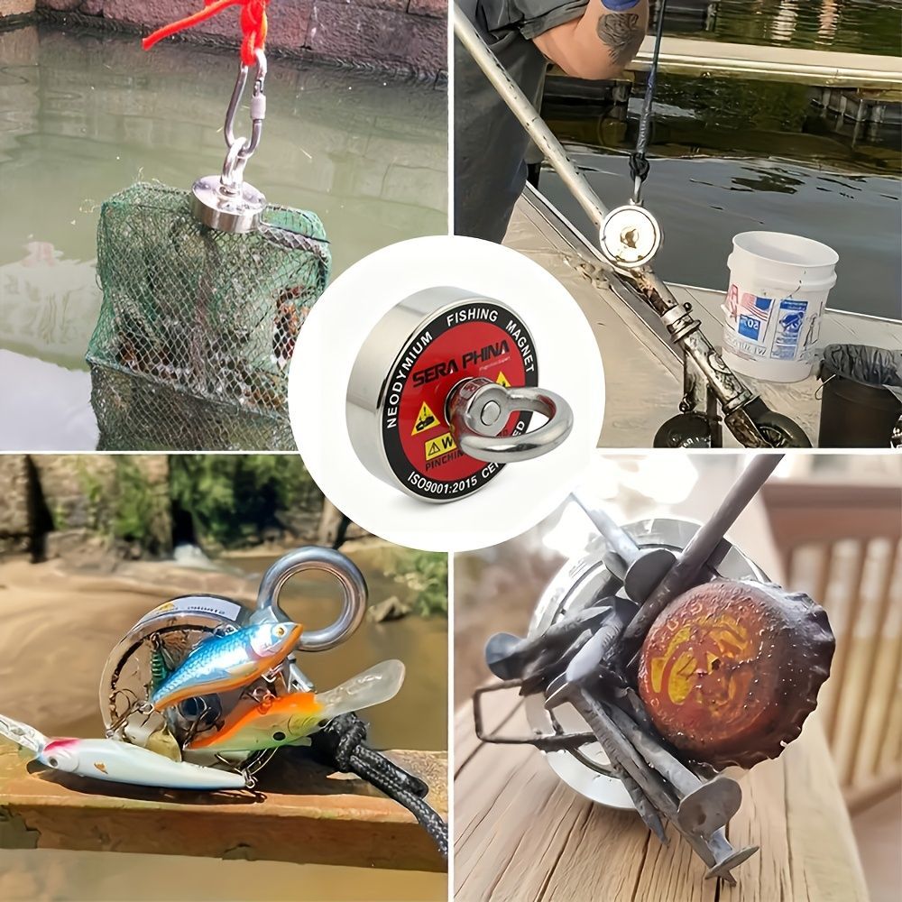 neodymium fishing magnet, N52 magnet, magnet fishing kit, deep sea magnet, river magnet fishing, Sera Phina magnet, strong magnet for fishing, Australian magnet fishing gear - Silver - Size 55kg-121IB