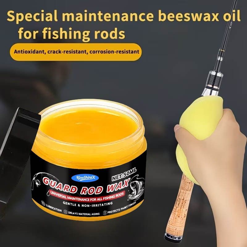 fishing rod guard wax, fishing rod maintenance, beeswax oil for fishing rods, sea rod maintenance, lure rod maintenance, rod protection, antioxidant rod wax, crack-resistant rod wax, corrosion-resistant rod wax, fishing gear care Australia - Yellow - Size