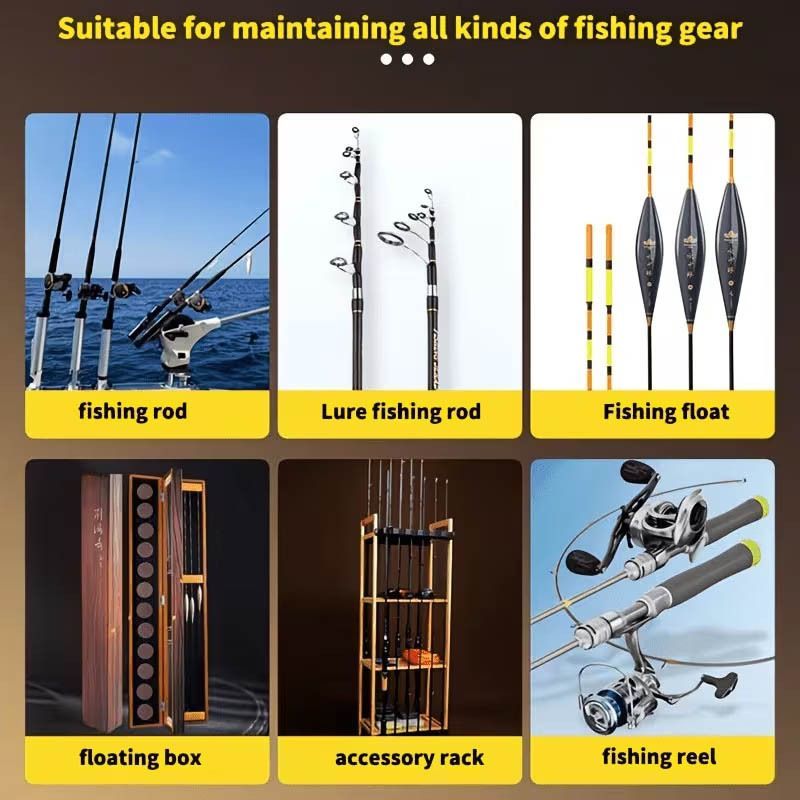 fishing rod guard wax, fishing rod maintenance, beeswax oil for fishing rods, sea rod maintenance, lure rod maintenance, rod protection, antioxidant rod wax, crack-resistant rod wax, corrosion-resistant rod wax, fishing gear care Australia - Yellow - Size
