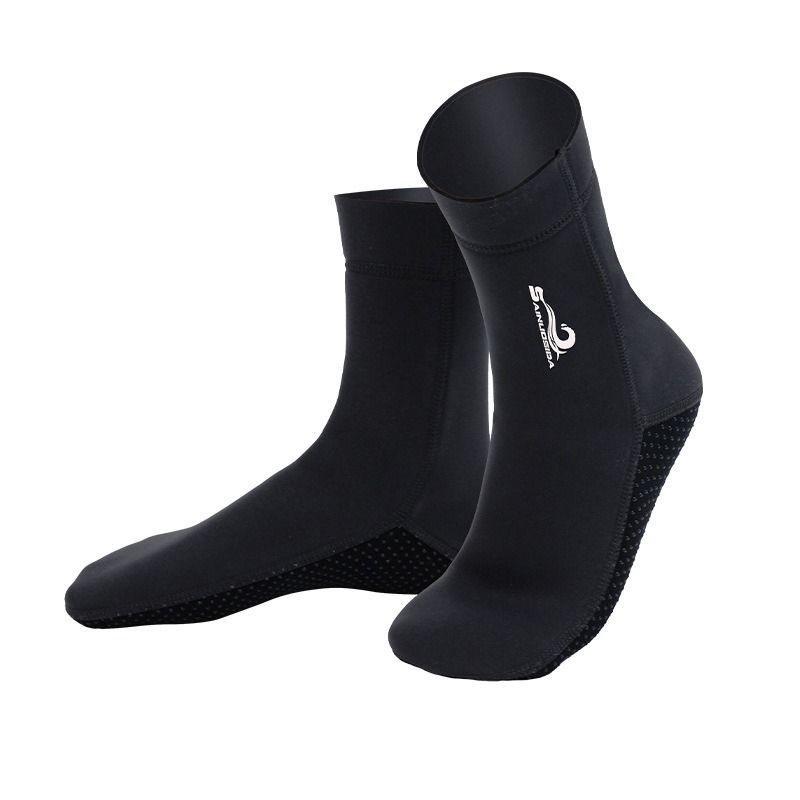 unisex diving socks, 3MM neoprene socks, mid-calf diving socks, hook-and-loop diving socks, water sports socks, diving snorkeling socks, beach volleyball socks, Australia diving gear, neoprene socks for men and women - Cyan - Size L