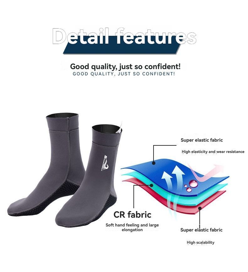 unisex diving socks, 3MM neoprene socks, mid-calf diving socks, hook-and-loop diving socks, water sports socks, diving snorkeling socks, beach volleyball socks, Australia diving gear, neoprene socks for men and women - Cyan - Size L